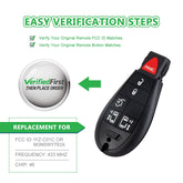 Lots of 5 Extra-Partss Remote Car Key Fob Replacement for Dodge IYZ-C01C or M3N5WY783X fits 2008 2009 2010 2011 2012 2013 2014 Grand Caravan 6 Button